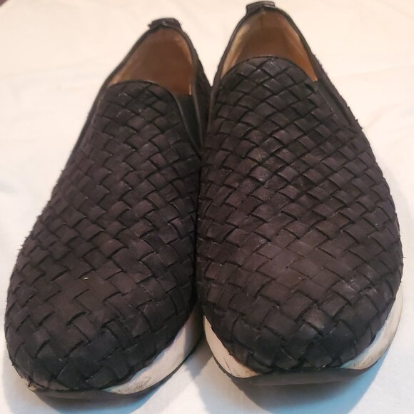 M.GEMI size 37.5  black leather woven slip on sneakers - Picture 4 of 6